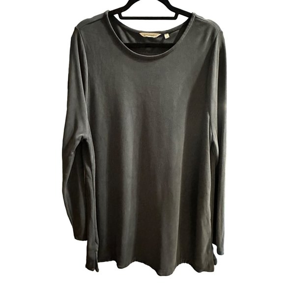 Soft Surroundings size XL dark gray long sleeve scoop neck modal blend tunic top - Picture 1 of 6